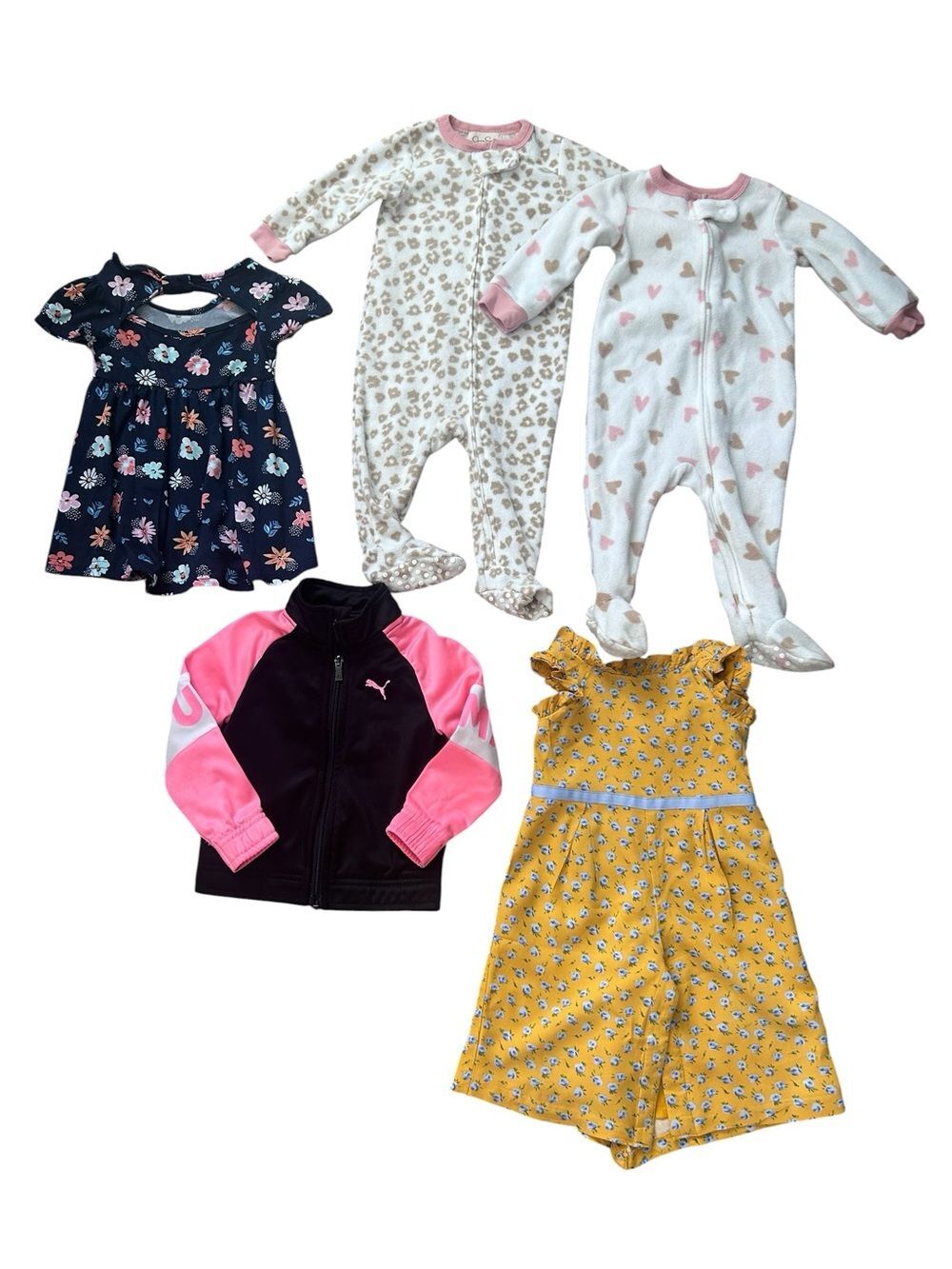 Puma Girls' Black & pink Jacket, 2 Jessica Simpson Baby Sleepers and 2 Dresses